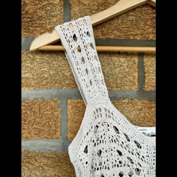 Vince Creme Crochet Lace Boho Sun Dress M - Picture 4 of 9